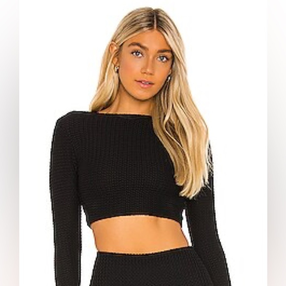 Montce Black Crochet Solidad Crop Bikini Top Rash Guard